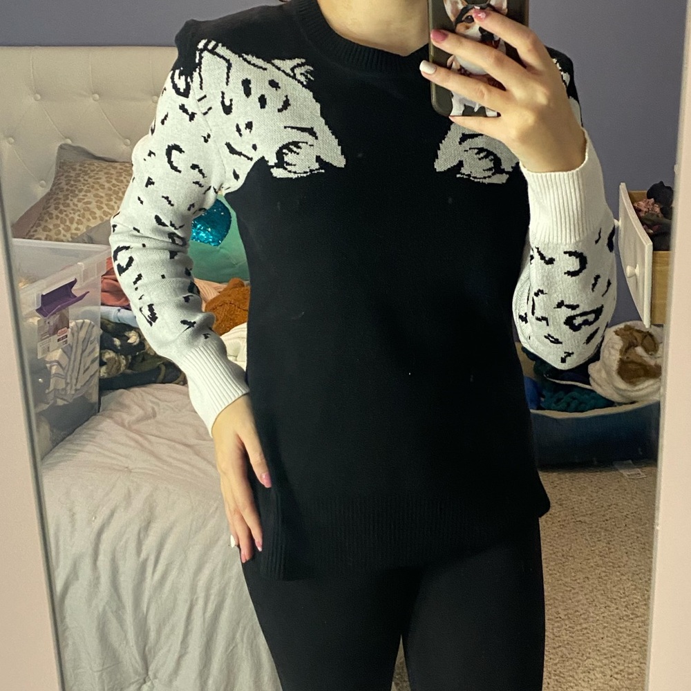 cheetah sweater puff shoulder